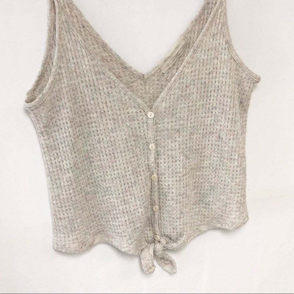 Urban Outfitters Waffle Knit Tie Front Crop Top - Picture 4 of 11